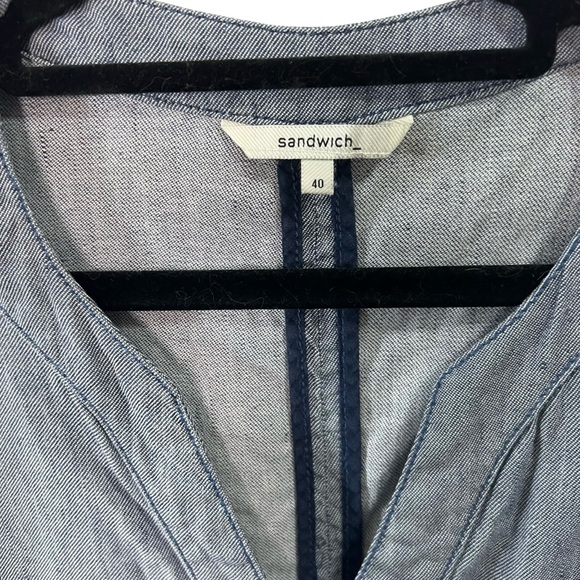 Sandwich • Cotton Linen Snap-Front Tunic Dress with Pockets Size 40 - Picture 8 of 9